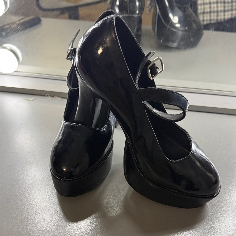 Ellie Black Patent Platform Shoes